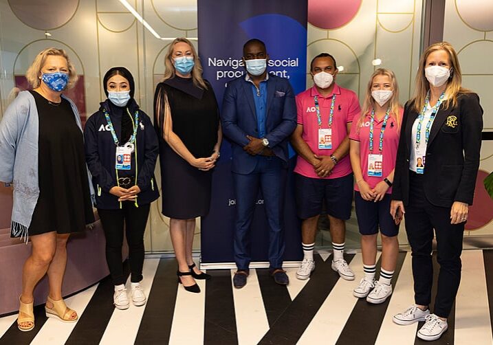 Jobsbank staff with Tennis Australia's Vicki Reid